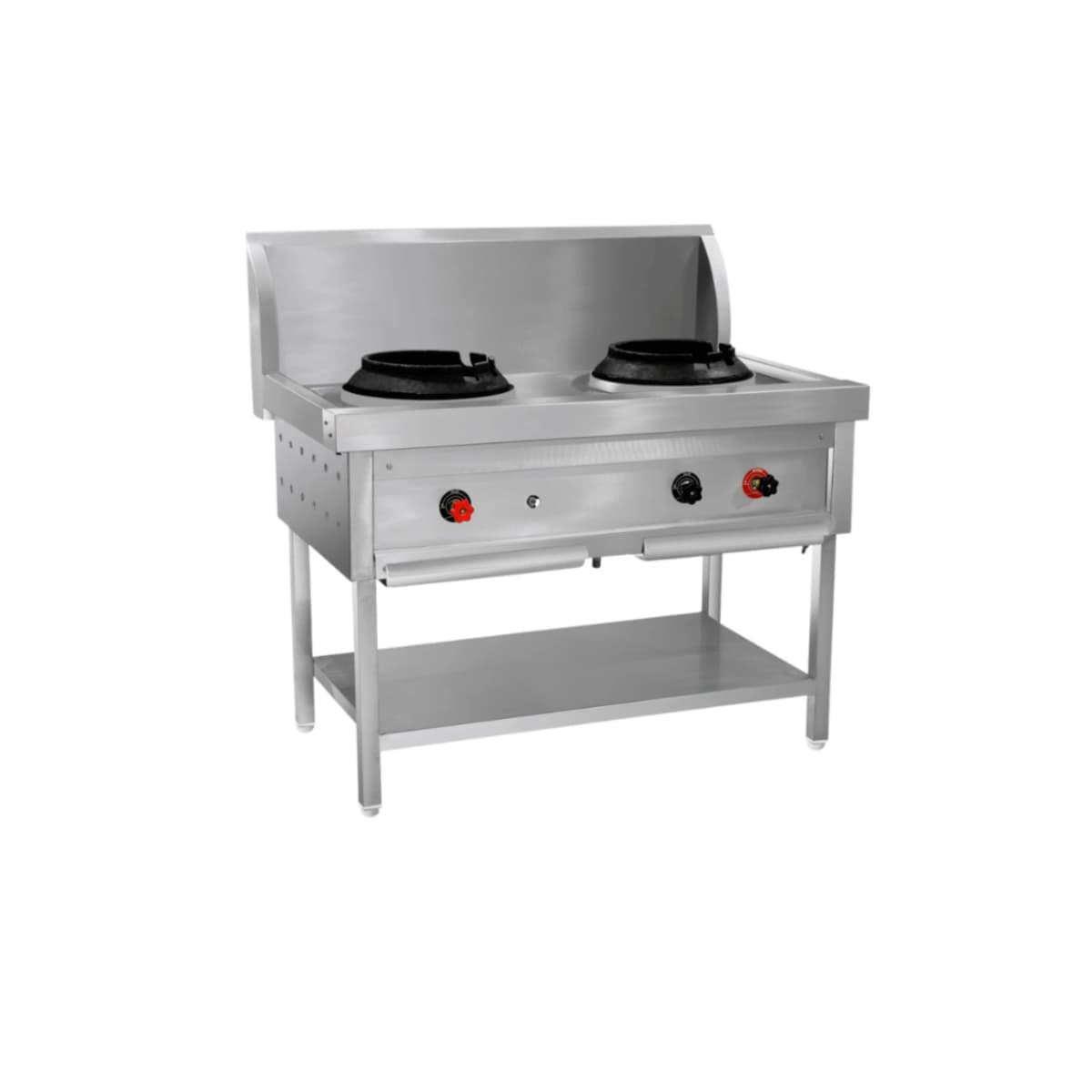Two Burner Chinese Wok Range with Backsplash